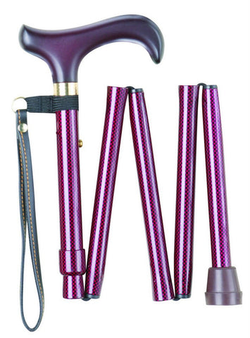 Folding Walking Stick - Red Check