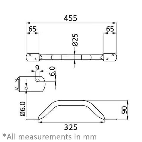 Flat End Steel Grab Rail